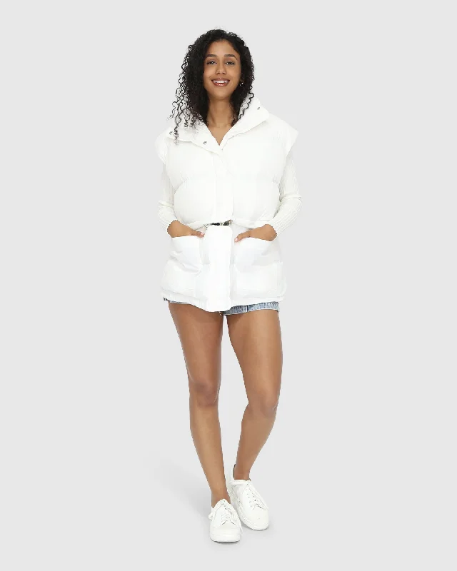 Long women's mac coats in a lightweight fabric for spring showersLandslide Zip Puffer