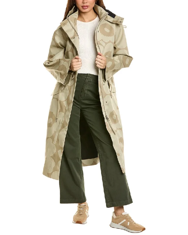 Embroidered women's cotton coats in a bohemian pattern for a unique designMarimekko Kerta Unikko Coat