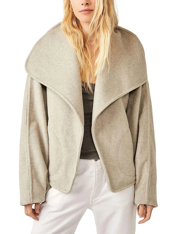 Quilted down women's coats with removable hoods for outdoor activitiesMina Womens Shawl Collar Coat Open Front Quilted down women's coats with removable hoods for outdoor activitiesMina Womens Shawl Collar Coat Open Front