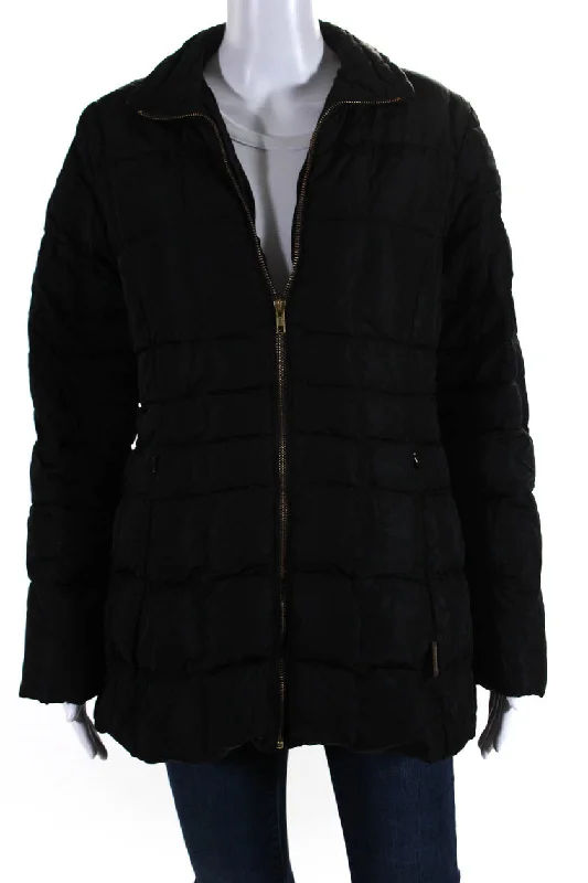 Women's longline double - breasted camel coats for a sophisticated lookMoncler Women's High Neck Quilted Mid Length Puffer Coat Black