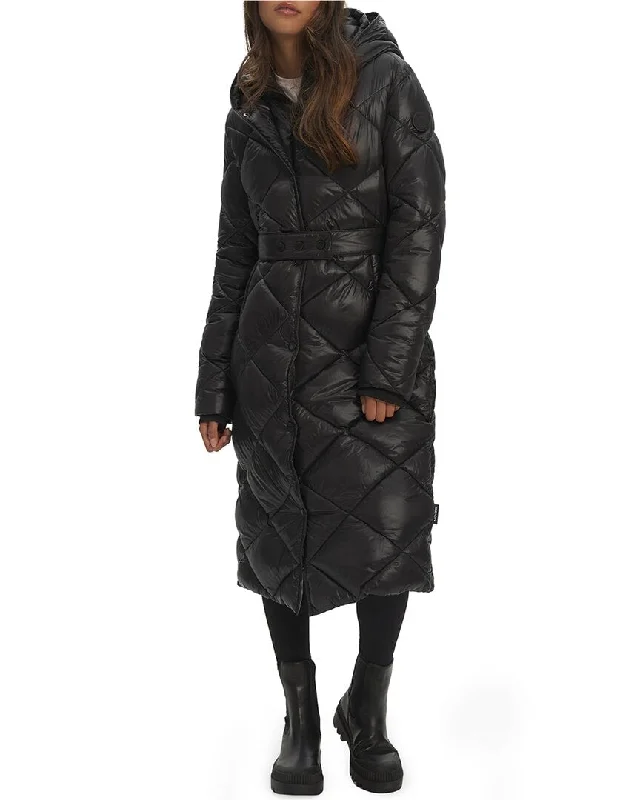 Women's long - sleeve wool coats in a houndstooth pattern for a classic charmNOIZE Amiyah Puffer Short Coat