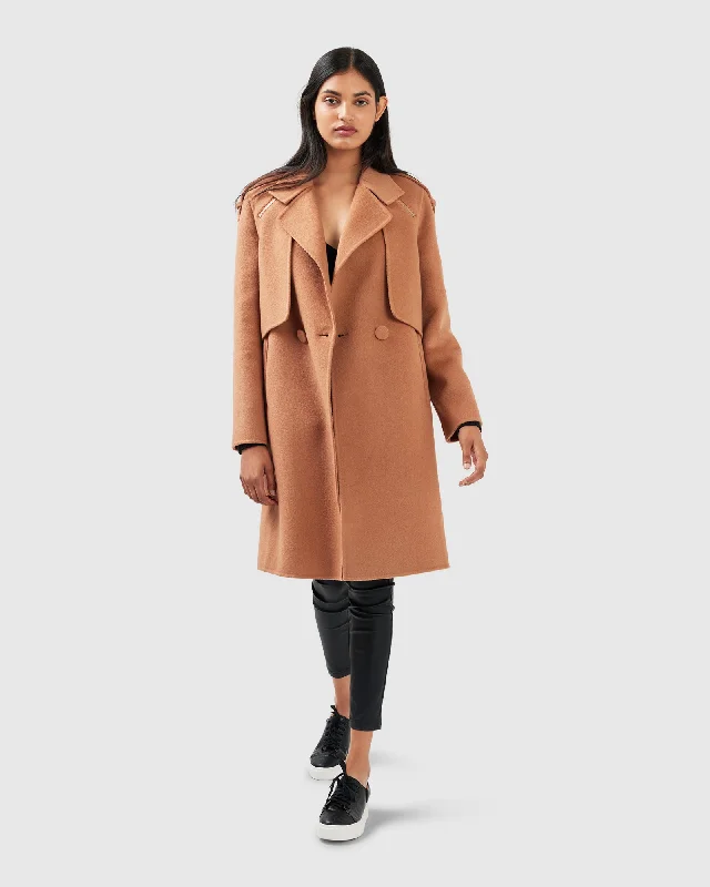 Mid - length women's down coats in a slim fit for a modern and sleek appearancePalm City Wool Blend Coat