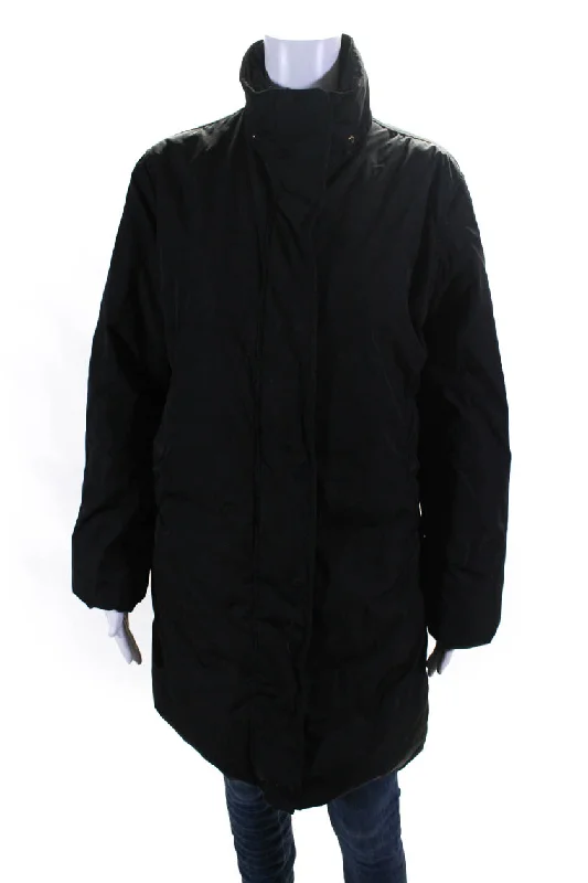Checkered women's wool coats in a classic pattern for a timeless stylePost Card Women's Long Sleeves Full Zip Snap Button Coat Black