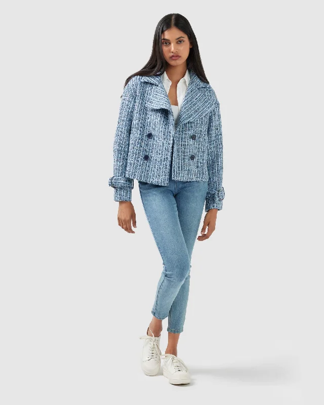Women's longline double - breasted camel coats for a sophisticated lookPower Over Me Tweed Jacket