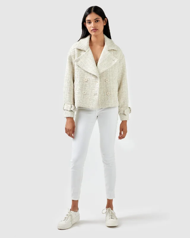 Quilted down women's coats with removable hoods for outdoor activitiesPower Over Me Tweed Jacket