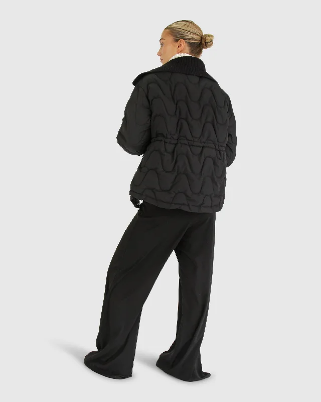Women's long - sleeve wool coats in a houndstooth pattern for a classic charmSee You Again Quilted Jacket Women's long - sleeve wool coats in a houndstooth pattern for a classic charmSee You Again Quilted Jacket