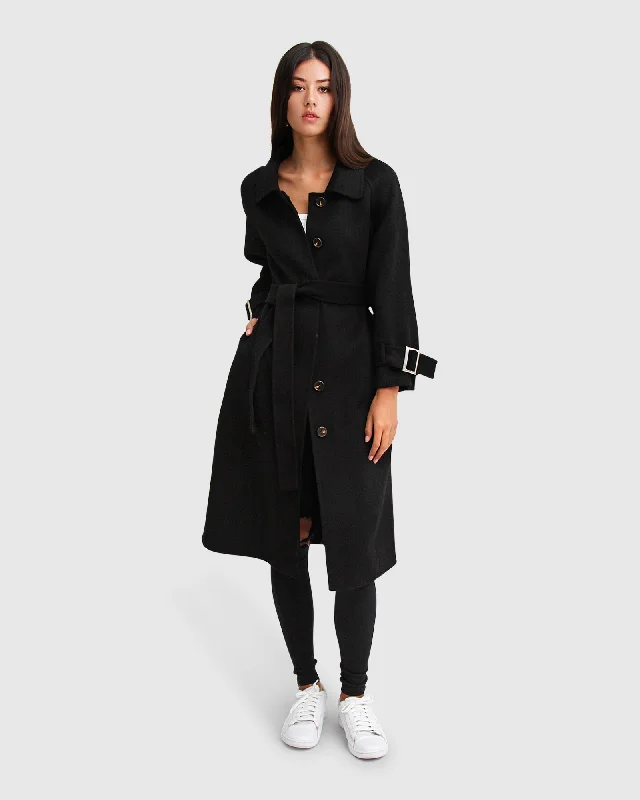 Women's long - sleeve wool coats in a houndstooth pattern for a classic charmShore To Shore Belted Wool Coat