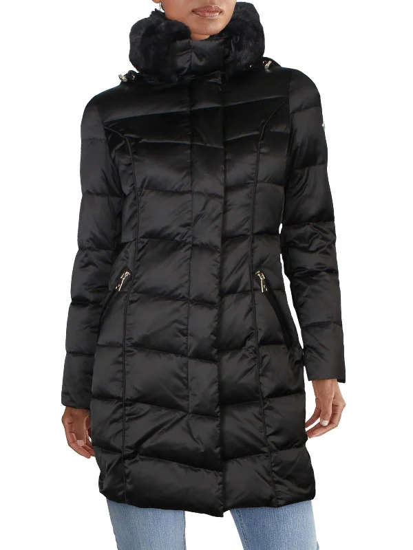 Water - resistant women's trench coats with adjustable cuffs for rainy daysWomens Quilted Midi Puffer Coat
