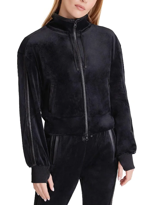 Women's cropped leather coats with silver studs for an edgy lookWomens Velour Sporty Soft Shell Jacket Women's cropped leather coats with silver studs for an edgy lookWomens Velour Sporty Soft Shell Jacket