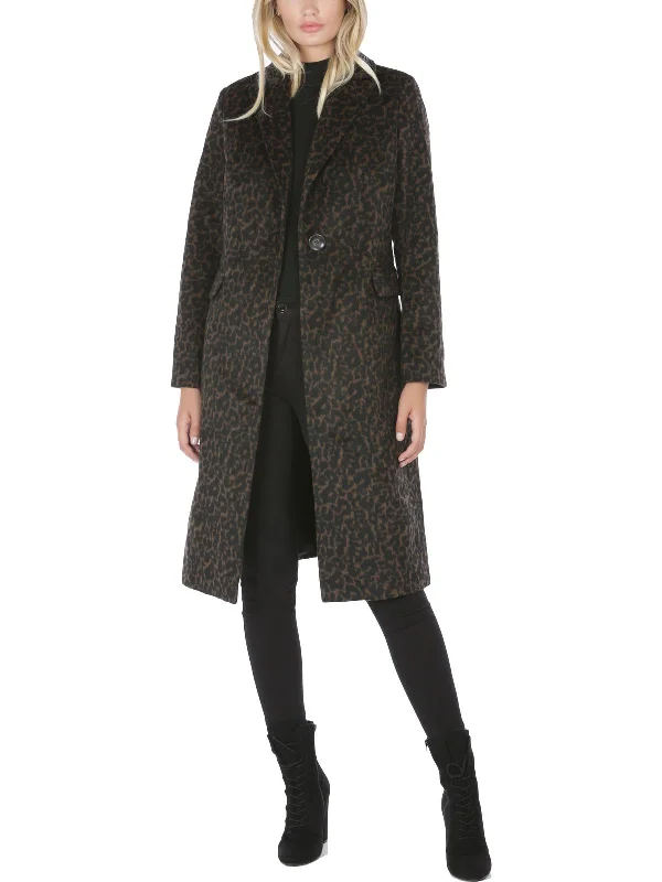 Women's cropped leather coats with silver studs for an edgy lookWomens Wool Blend Long Wool Coat