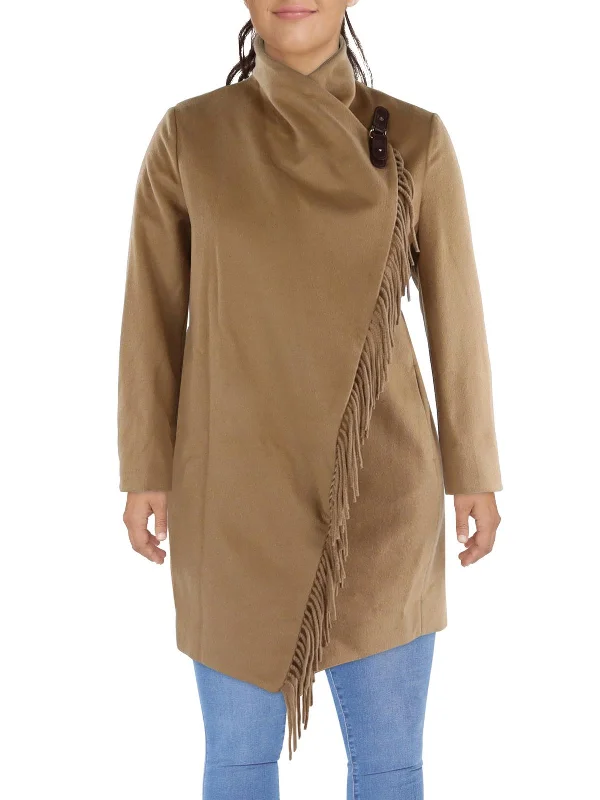 Quilted down women's coats with removable hoods for outdoor activitiesWomens Wool Tunic Coat