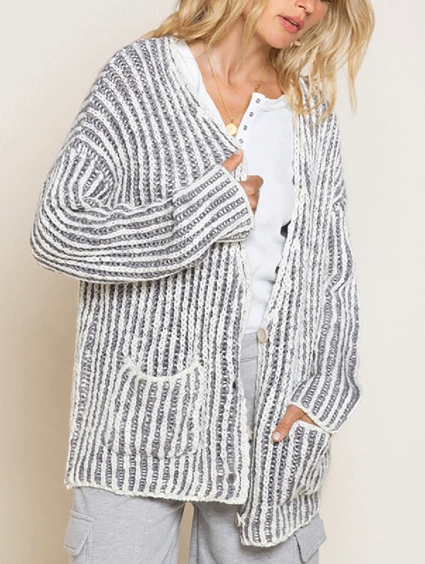 ribbed women cardigan with a classic textureAt Sea Cardigan with Pockets