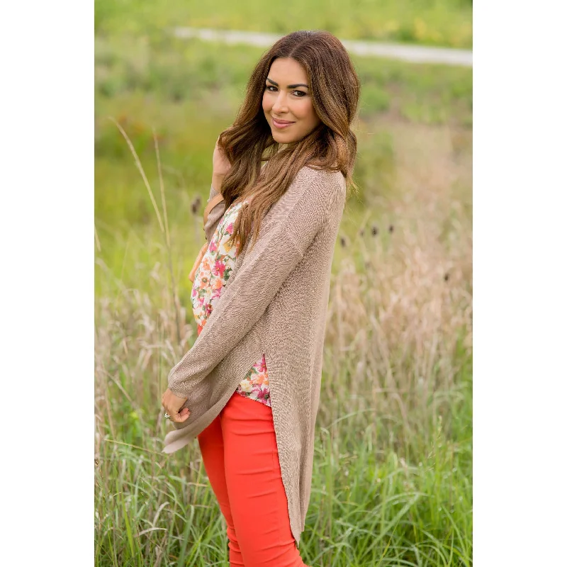 open front women cardigan for easy stylingBasic High Split Cardigan