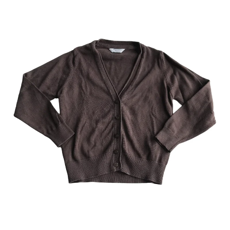 cropped women cardigan to pair with high - waisted jeansBrown School V-neck Cardigan cropped women cardigan to pair with high - waisted jeansBrown School V-neck Cardigan