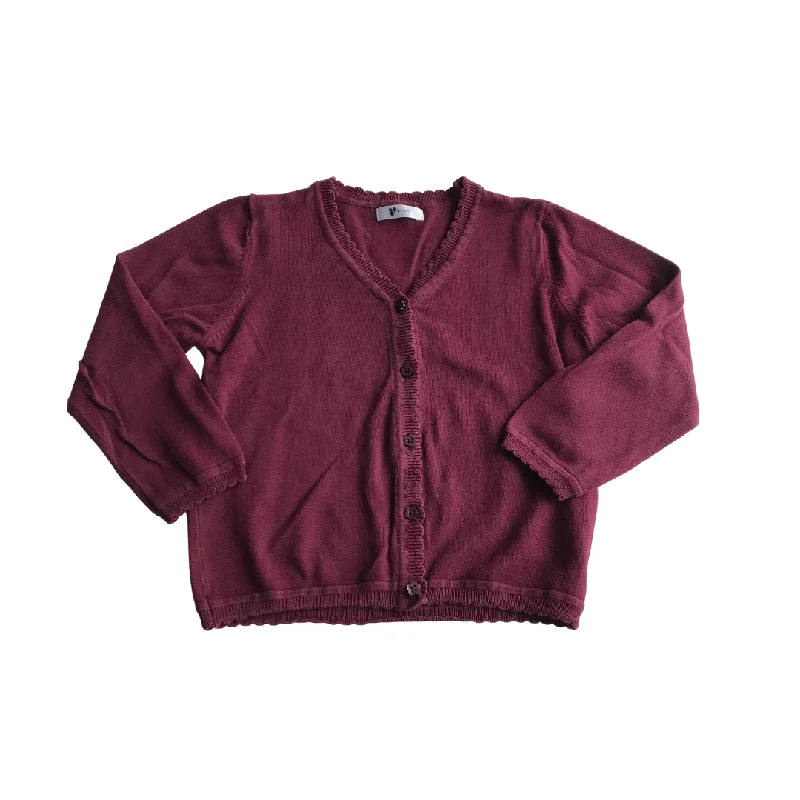 cable knit women cardigan with intricate patternsBurgundy School Scalloped Cardigan