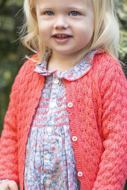 Cardigan - Corail maille ajourée