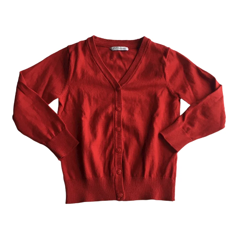 hooded women cardigan for added warmth and styleRed School V-neck Cardigan