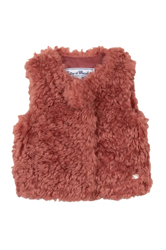 sequin embellished women cardigan for special occasionsGilet sans manche - Vieux rose imitation fourrure sequin embellished women cardigan for special occasionsGilet sans manche - Vieux rose imitation fourrure