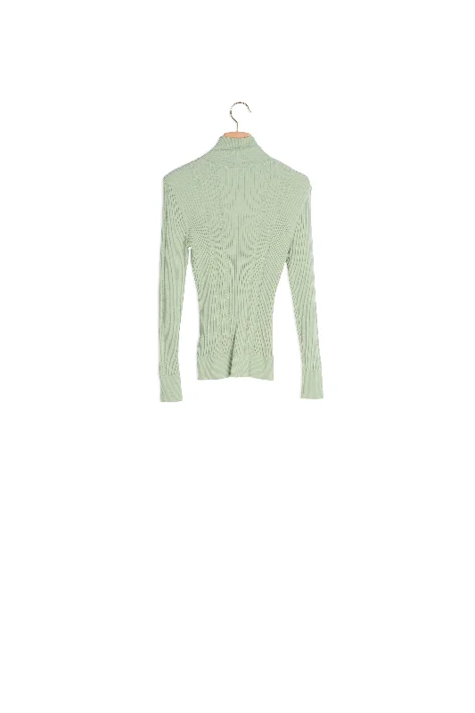 long length women cardigan with side slitsPULL Vert Amande