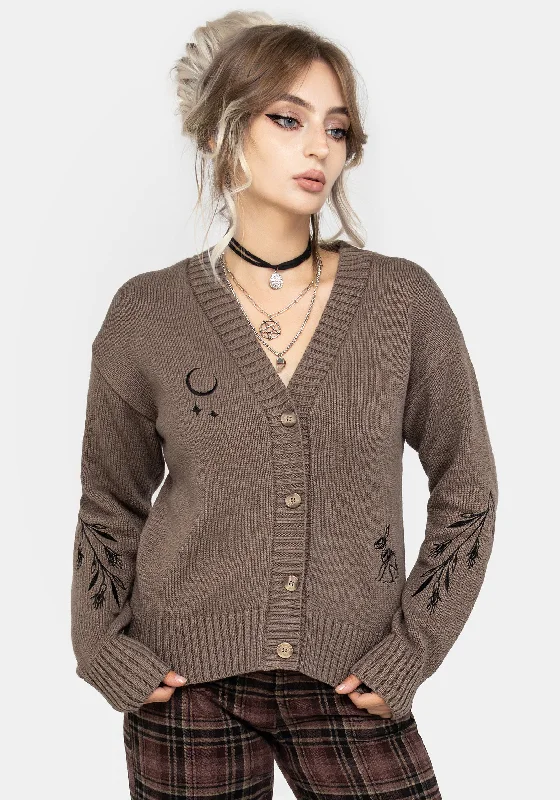 plus size women cardigan for comfortable layeringHester Embroidered Knit Cardigan