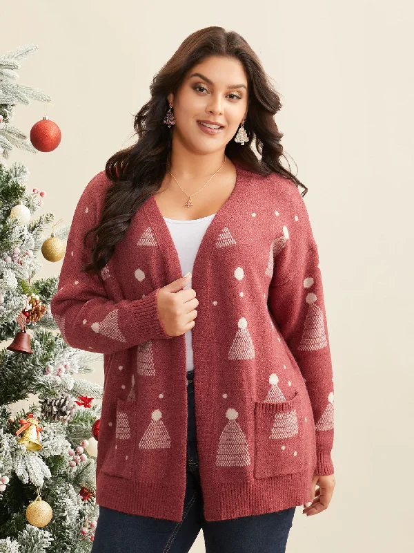 v neck women cardigan to elongate the necklineHoliday Gradient Cable Knit Cardigan