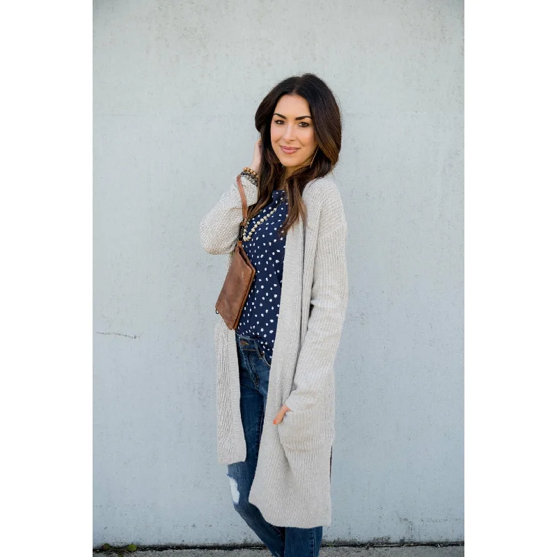 color block women cardigan with bold huesLightweight Side Slit Tunic Cardigan