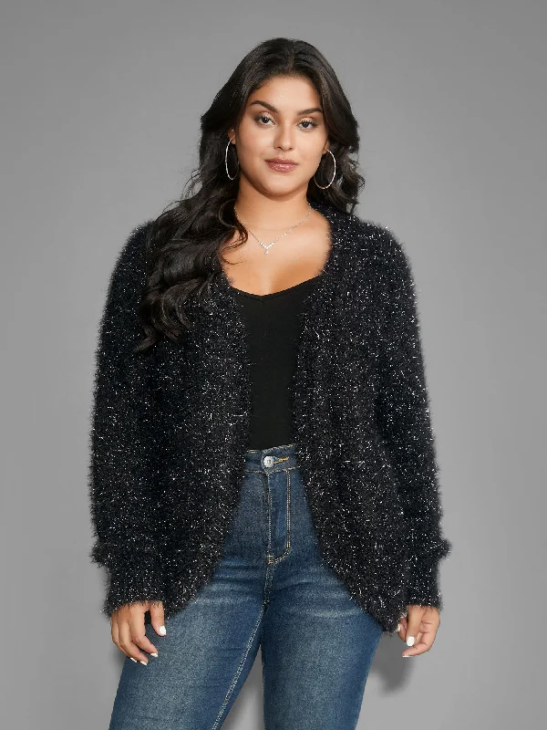 lightweight women cardigan for spring and fallLuxe Fluffy Open Front Cardigan