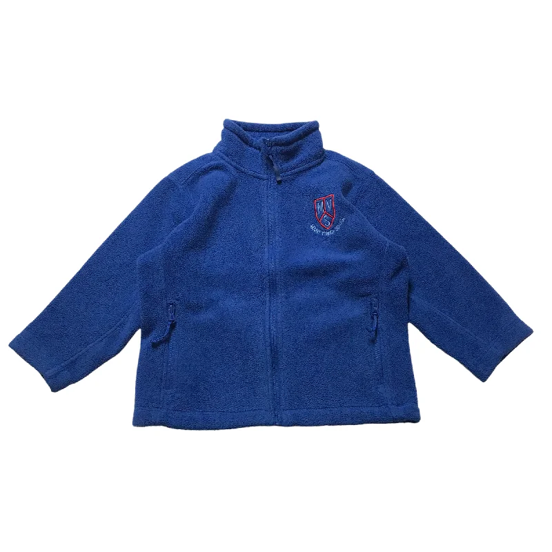 long length women cardigan with side slitsMount Vernon Primary Royal Blue Fleece