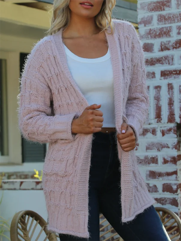 long length women cardigan with side slitsNever Miss a Beat Chenille Cardigan