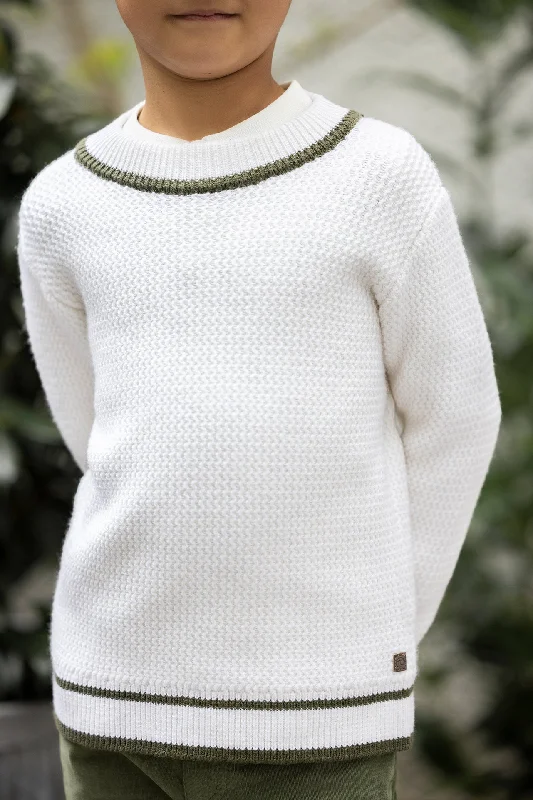 Pull - Ecru tricot col rond