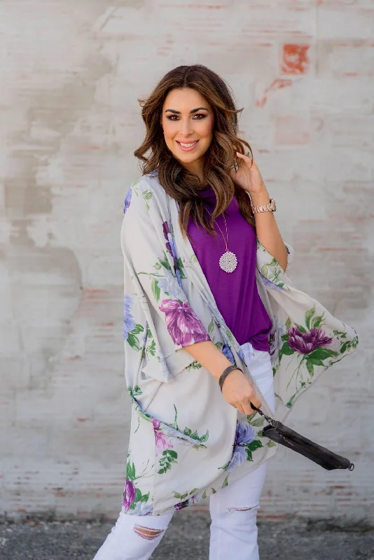 Purple Floral Kimono