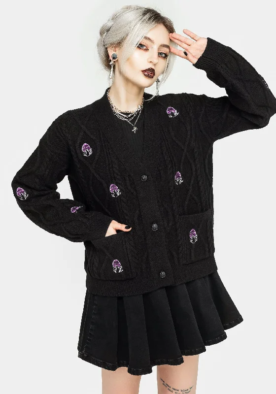 floral print women cardigan for a feminine touchRevelation Mushroom Knit Cardigan