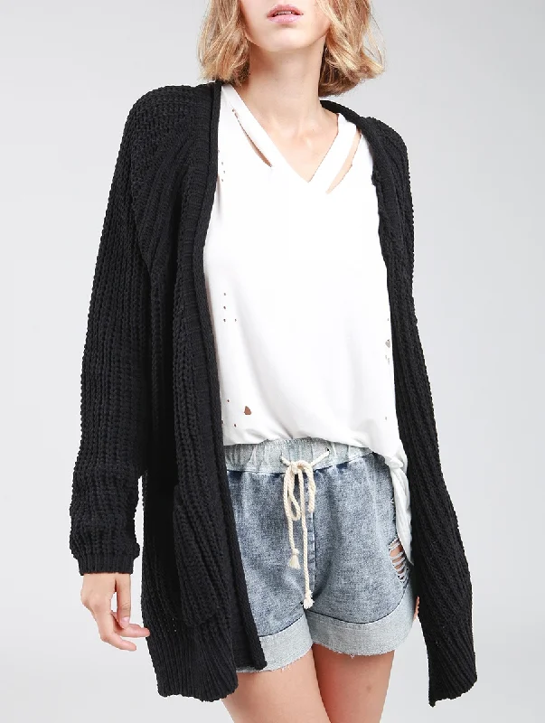 v neck women cardigan to elongate the necklineSeason of Fun Cable Knit Cardigan