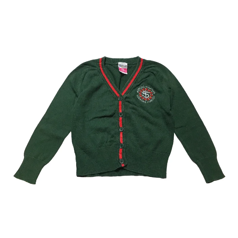 cable knit women cardigan with intricate patternsSt. Thomas' Primary Green V-neck Cardigan cable knit women cardigan with intricate patternsSt. Thomas' Primary Green V-neck Cardigan