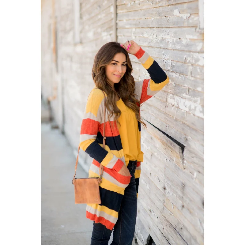 button down women cardigan with vintage buttonsStriped Tissue Cardigan