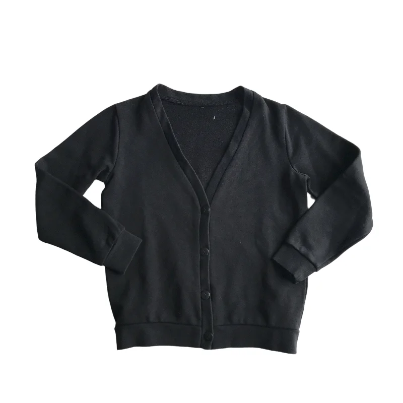 long length women cardigan with side slitsBlack School Jersey Cardigan