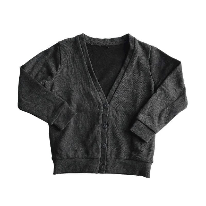 open front women cardigan for easy stylingDark Grey School Jersey Cardigan