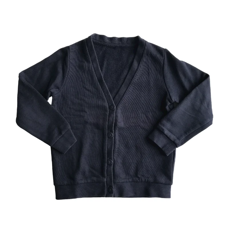 hand knitted women cardigan with artisanal charmNavy Blue School Jersey Cardigan