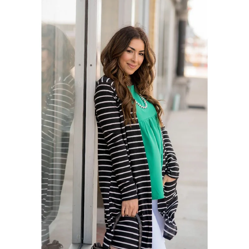 sequin embellished women cardigan for special occasionsThin Striped Tunic Cardigan