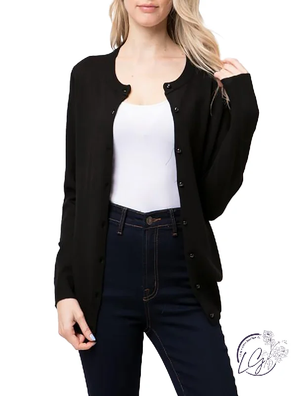 v neck women cardigan to elongate the necklineThink on it Cardigan in Black