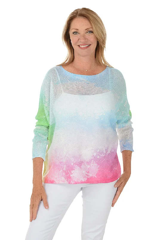 Plus Size Women's Side - Slit Sweaters in Bold SolidsColor Splash Lightweight Sweater