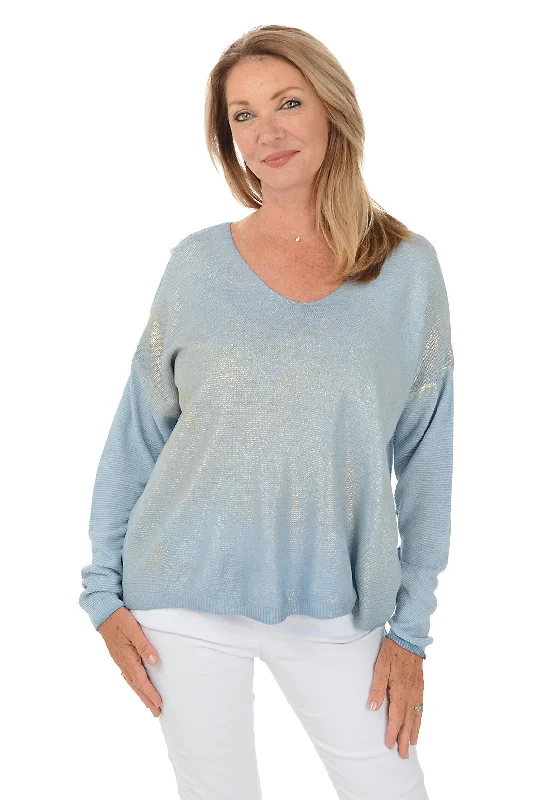 Button - Down Women's Shetland Wool Sweaters in Traditional PatternsShimmering Lightweight Sweater