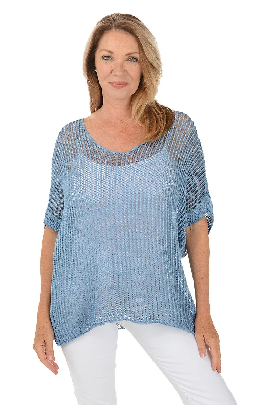 Women's Long Sleeve Turtleneck Cashmere SweatersOpen Knit Short Sleeve Sweater