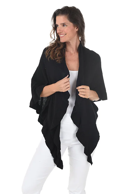 Plus Size Women's Side - Slit Sweaters in Bold SolidsAva Ruffle Wrap Sweater