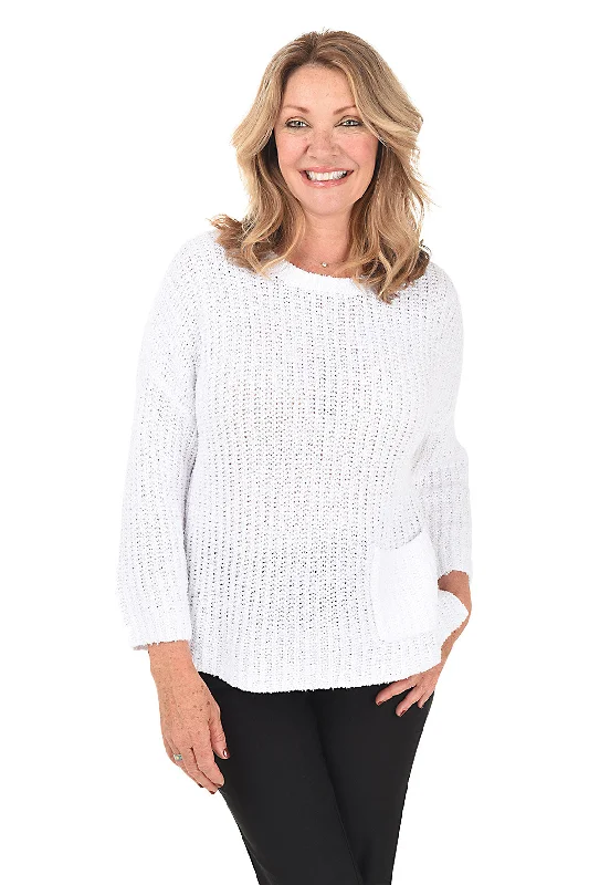 Plus Size Women's Sequined Sweaters for Special OccasionsBy The Sea Fisherman Ribbed Sweater