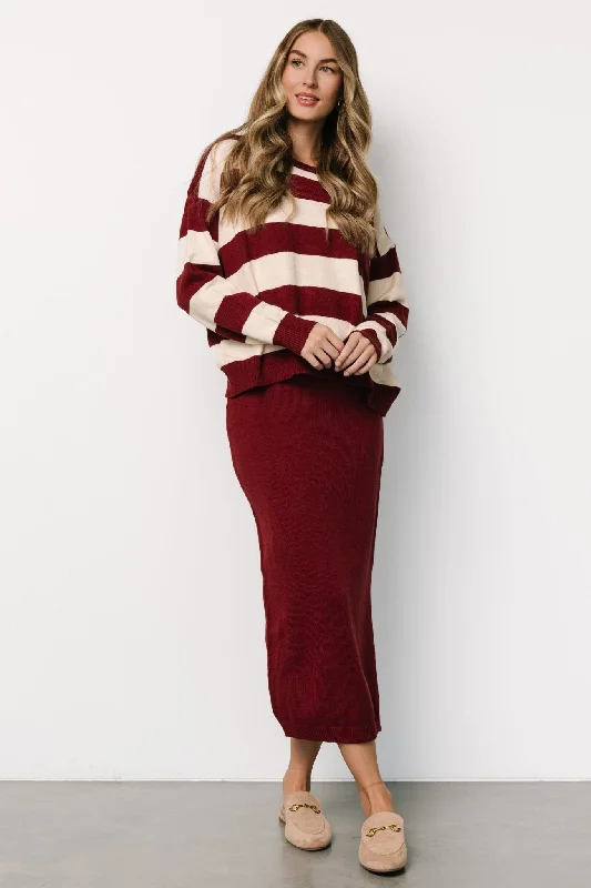 Open - Front Women's Cardigan - Style Mohair SweatersCarlotta Sweater + Skirt Set | Burgundy + Cream