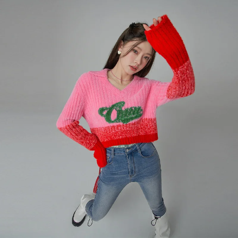 Plus Size Women's Side - Slit Sweaters in Bold SolidsBubbly Spirit Cropped Knit Sweater