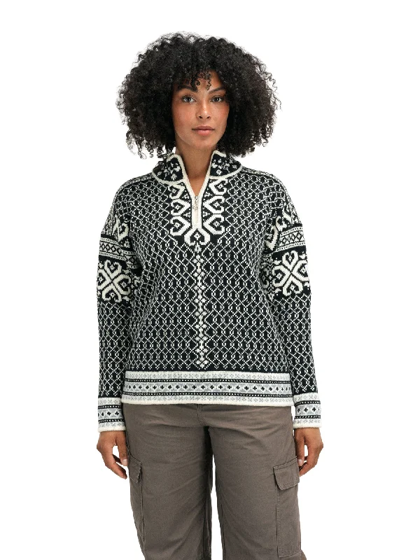 Plus Size Women's Oversized Chunky Knit SweatersDale of Norway - Leknes Women's Sweater - Off-White/Metal