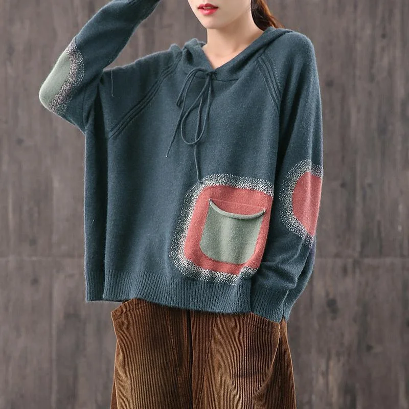 Sleeveless Women's Silk - Trimmed Sweaters for SummerCute Colorful Pocket Drawstring Sweater Knit Pullover