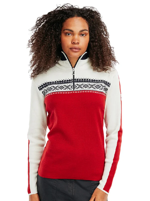 Button - Down Women's Shetland Wool Sweaters in Traditional PatternsDale of Norway - Dystingen Women's Sweater - Raspberry